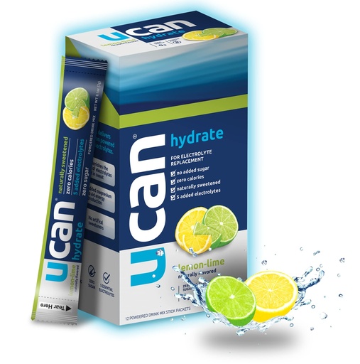 [BRSWKZTYAQHQACY7] UCAN Hydrate Packets, Lemon-Lime, 12 Count (1.27 Ounce), Keto, Sugar-Free Electrolyte Replacement for Men & Women, Non-GMO, Vegan, Gluten-Free, Great for Runners, Gym-Goers, High Performance Athletes