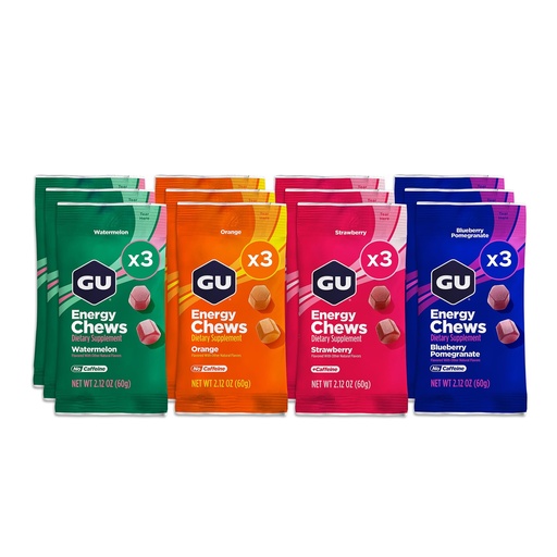 [BRSW2A3RA4NAMG3L] GU Energy Chews, Assorted Flavors - 12 Bags (24 Servings Total)