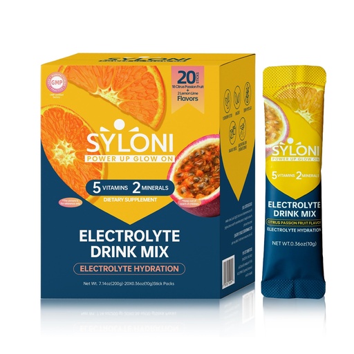 [BRSREHYPOYNA2DLH] Electrolytes Powder Packets, Citrus Passion Fruit(0.36 oz*20 Sticks), Sugar Free Hydration Packets Electrolyte Drink Mix with 7 Vitamins and Electrolytes, Keto Friendly, Vegan