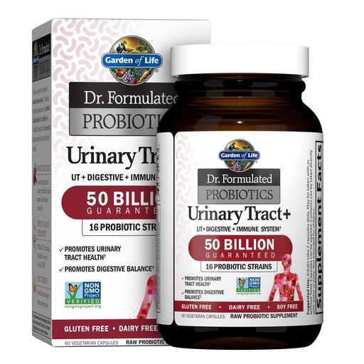 [BRSWKYQEPJYQCDLK] Garden of Life Dr. Formulated Probiotics Urinary Tract+ - 50 Billion CFU - Supports Digestive, Immune & Urinary Tract Health - 60 Vegetarian Capsules