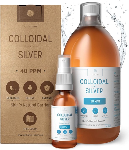 [BRSWGAAKB4OWYF3K] Premium Colloidal Silver ● Kontzentrazio-formula optimoa, partikula txikiak, emaitza hobeak ● Laborategi ziurtatua ● Liquid Silver Made in EU ● Free Spray Bottle to Fill & Ebook (34 fl oz)