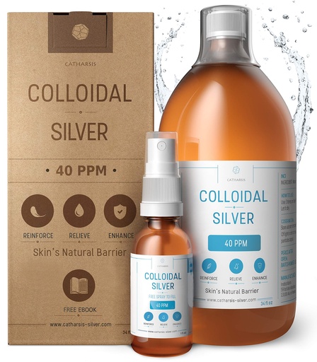 [BRSWGAAKB4OWYF3K] Premium Colloidal Silver ● Optimal Concentration Formula, Smaller Particles, Better Results ● Laboratory Certified ● Liquid Silver Made in EU ● Free Spray Bottle to Fill & Ebook (34 fl oz)