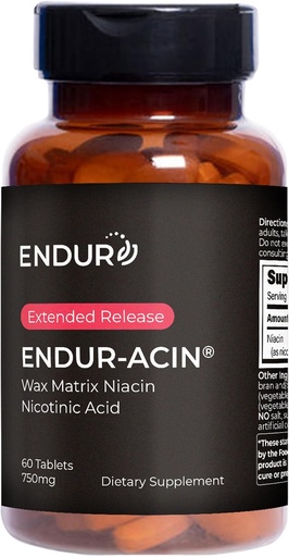 [BRSRMGQFA4IQA3QU] Endurance Products ENDUR-ACIN, Extended Release Niacin for Optimal Absorption & Flush Free Niacin, Premium Vitamin B3 Niacin Supplements, 750mg, 60 Tablets