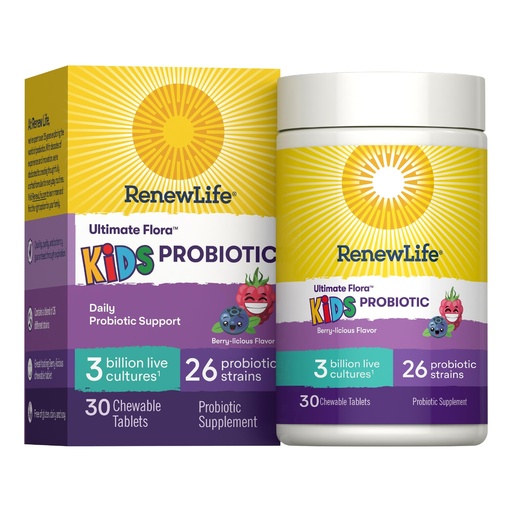 [BRSWIZIRAYMQCC3C] Renew Life Ultimate Flora Kids Probiotic 3 Billion, 30 Chewable Tabs