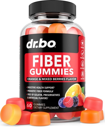 [BRSRMATYC55BOC3V] Fiber Gummies for Adults & Kids - Tasty Gummy Prebiotic Fiber Supplement, Max Digestive Gut Health Supplements for Women & Men - Daily Cleanse High Chicory Root Inulin Prebiotics - 60 Chewable Gummies
