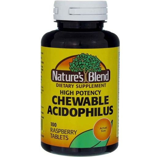 [BRSWGYI7OB7GY3TH] Nature's Blend Acidophilus Chewable Raspberry Flavor - 100 Tablets, Pack of 2