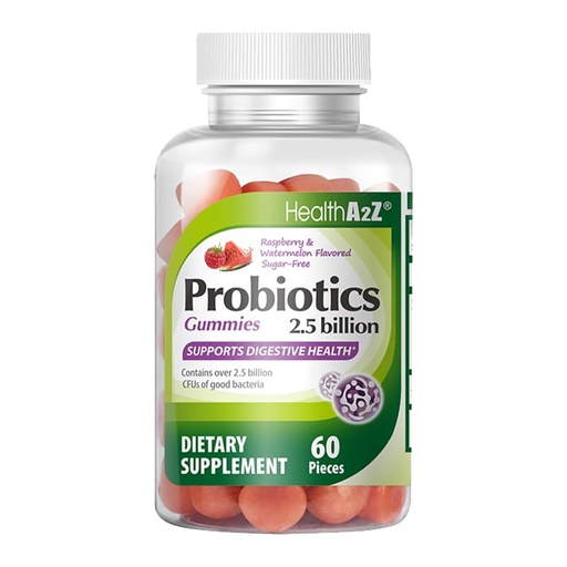 [BRSREYIOO4DRA3LL] HealthA2Z Probiotics Gummies | 2.5 Billion CFUs | 60 Gummies | Sugar Free