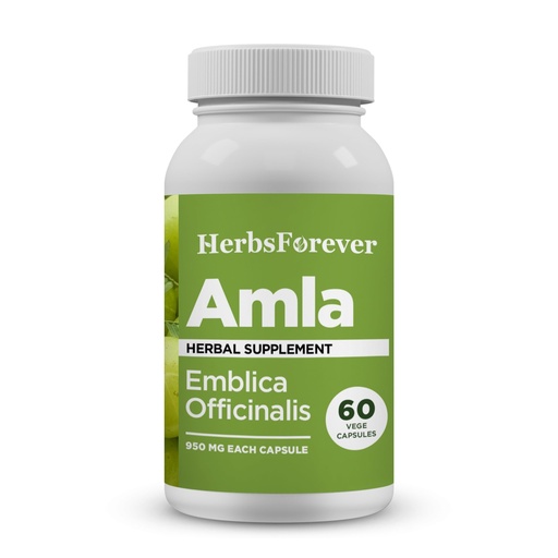 [BRSWIYIGBIAQOETM] Herbsforever Amla (Indian Gooseberry) - Powder Per Serving|NaturalVitaminC, Antioxidant Immunity,Digestion,Hair | Concentrate 45%|60Veg Capsules|950mg