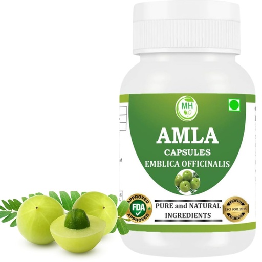 [BRSRECYNPMGWEELH] Amla Capsules 500mg – Organic Indian Gooseberry Extract | Natural Vitamin C & Antioxidant | Supports Immunity, Digestion, Skin & Hair Health | Vegan Herbal Supplement (Pack of 1)