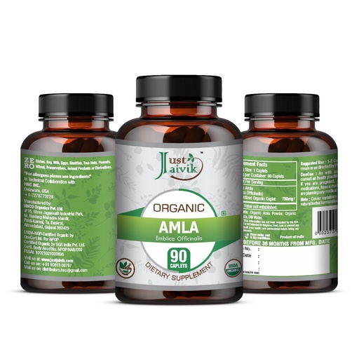 [BRSWGAY5DJ6GCAIY] Just Jaivik Organic Amla Tablets - A Dietary Supplements - 750 mg (Pack 90 Organic Tablets) | for Boosts Digestion and Immunity Wellness