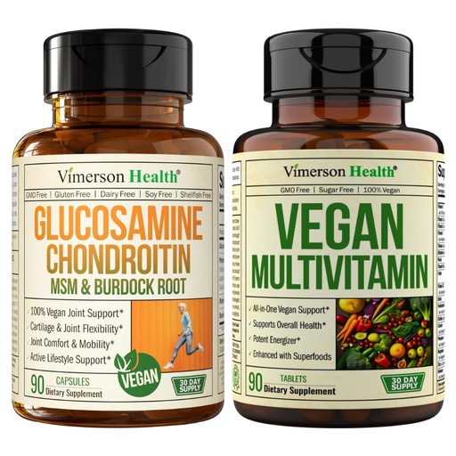 [BRSRAYYQOQPBQYLX] Vegan Glucosamine Chondroitin MSM & Vegan Multivitamin – Plant-Based Joint Support and Daily All-in-One Multivitamin Bundle for Energy, Flexibility & Overall Health