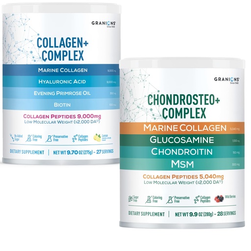 [BRSREGI5AB5GO3D7] Granions Glucosamine Chondroitin MSM Powder and Marine Collagen Lemon Powder - Joint Support Bundle