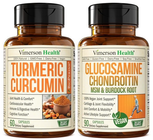 [BRSW2AA6DMNGACDG] Turmeric Curcumin with Black Pepper Extract & Vegan Glucosamine Chondroitin MSM Joint Support Supplement
