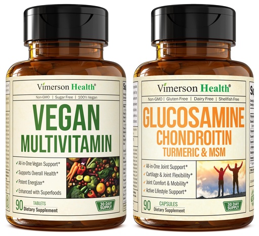 [BRSRAGIQOYPBECDX] Vimerson Health Vegan Multivitamins for Women and Men & Glucosamine Chondroitin MSM Joint Support Supplement