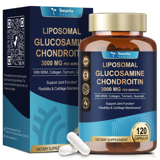 [BRSRAAILPMPWAG35] Totaria Liposomal Glucosamine Chondroitin MSM Collagen | 3000 MG | Joint Support Supplement Bone Health Support Flexibility & Cartilage Maintenance for Men & Woman Supplement, Non-GMO