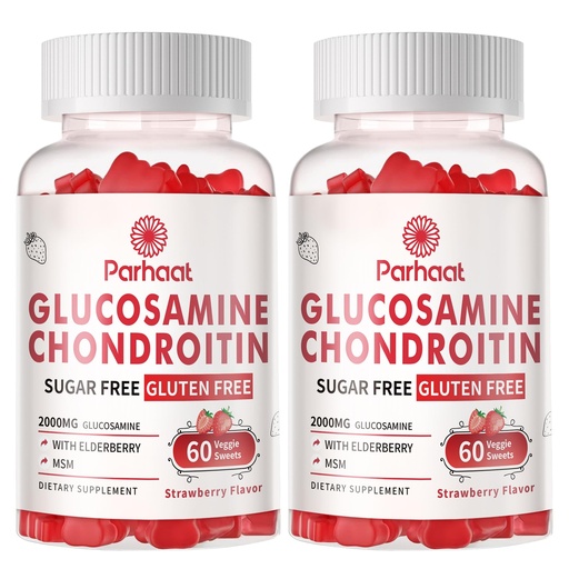 [BRSRAAL3PNYQMDYU] Glucosamine Chondroitin Gummies with MSM & Elderberry Extra Strength - Joint Support, Antioxidant Immune Support Supplement for Adults, Men & Women.Strawberry-2pack