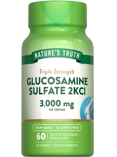 [BRSWECQBOYAR6ETP] Nature's Truth Glucosamine Sulfate Capsules | 3000mg | 60 Count | Triple Strength | Non-GMO & Gluten Free Supplement