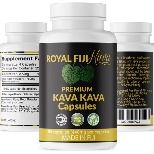 [BRSWGAQ5AEFBMA3B] Pure Noble Kava Capsules Highest Grade Fijian Kava Kava Extract 1760mg Servings 100% Organic for Relaxation & Mood Support
