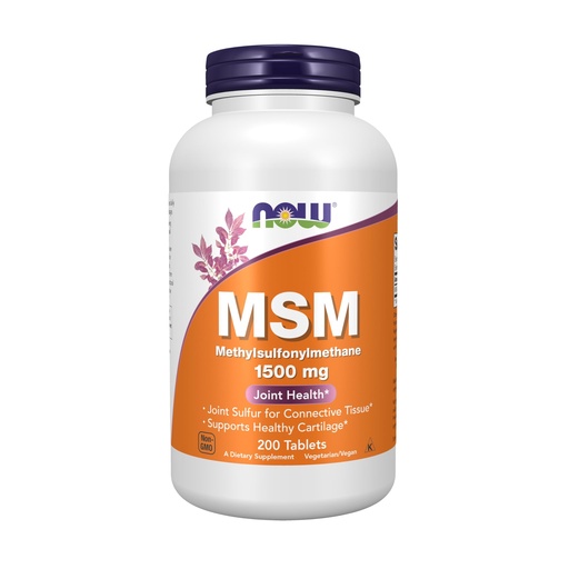 [BRSWIYT3BEBWOEI5] NOW Foods Supplements, MSM (Methylsulfonylmethane) 1,500 mg, Supports Healthy Cartilage*, Joint Health*, 200 Tablets