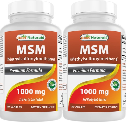 [BRSW2AYBOQCAGDT4] Best Naturals MSM 1000 mg 180 Capsules (180 Count (Pack of 2))