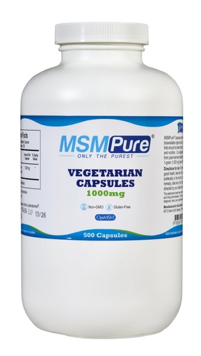 [BRSWIYQGOAEBC3LY] KALA HEALTH MSMPure MSM Vegetarian Capsules – 1,000 mg US-Made MSM per Capsule for Joint Health, Skin Appearance, Hair & Nail Support – 500 Count, Organic Sulfur