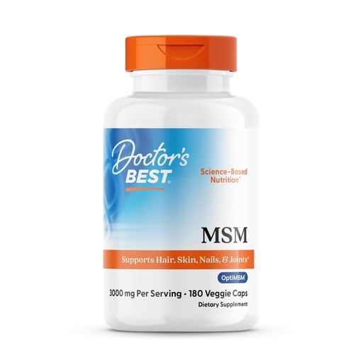 [BRSWIGQ6OQGR4YDE] Doctor's Best MSM Supplement Capsules for Men & Women - Supports Hair, Skin, Nails, & Bone Health, Delivers Beneficial Sulfur with OptiMSM, Gluten Free, Non GMO - 180 Caps