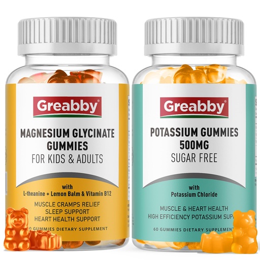 [BRSRAFIFOYIBMCA4] Potassium Magnesium Gummies, Potassium Chloride 500mg, Magnesium Glycinate 300mg, Mineral Supplements for Family