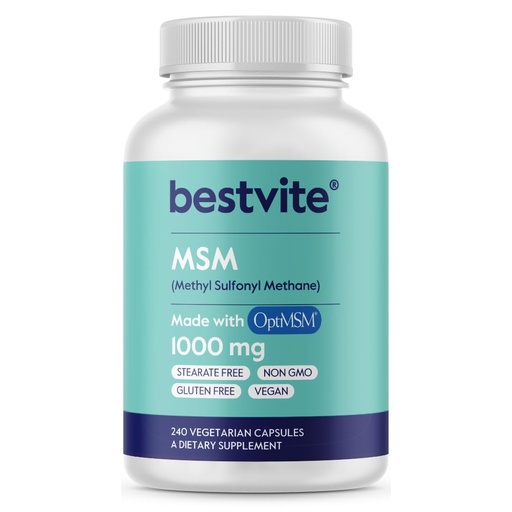 [BRSWIZIOO55WIC3C] BESTVITE MSM 1000mg Made with OptiMSM (240 Capsules) - No Stearates - GMO Free - Gluten Free - Joint Support