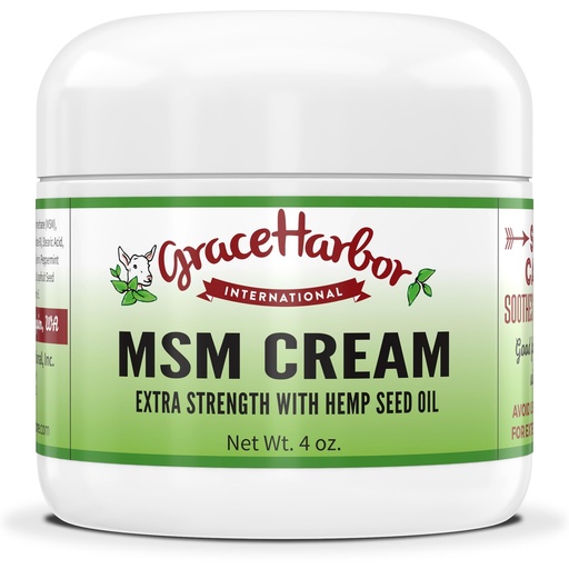 [BRSRAGAKBZ5AOFY2] Grace Harbor MSM Cream – Skin, Joint & Muscle Rub with Goat Milk, Vitamin E & Essential Oils – Nourishing Skin Moisturizer, Anti-Aging Cream & Comforting Body Rub – 4 oz