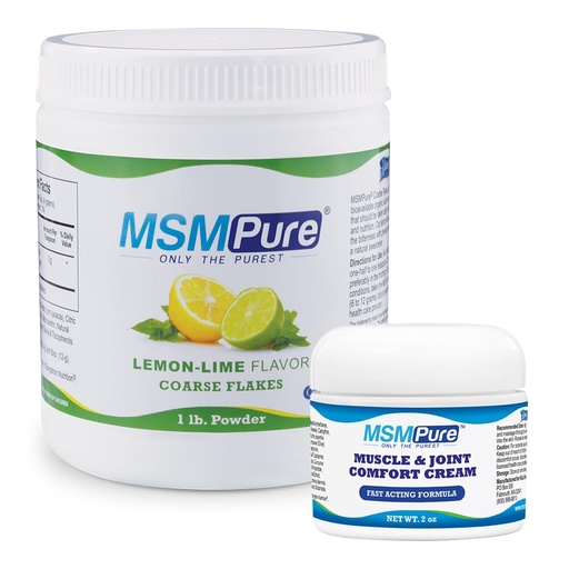 [BRSREFQDBMHQ2CDD] KALA HEALTH MSMPure Lemon Lime Flavored Coarse Flakes 1lb and Muscle & Joint Cream 2oz Bundle