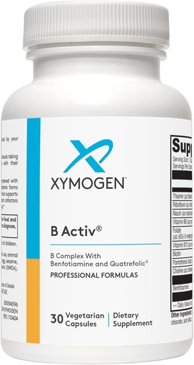 [BRSRA234OAAR6DYY] Complexe Xymogène Vitamine B - B Activ - Vitamines activées B avec Benfotiamine et Quatrefolic - Soutien Fonctions adrénales et immunitaires + Un système cardiovasculaire et nerveux sain (30 capsules)
