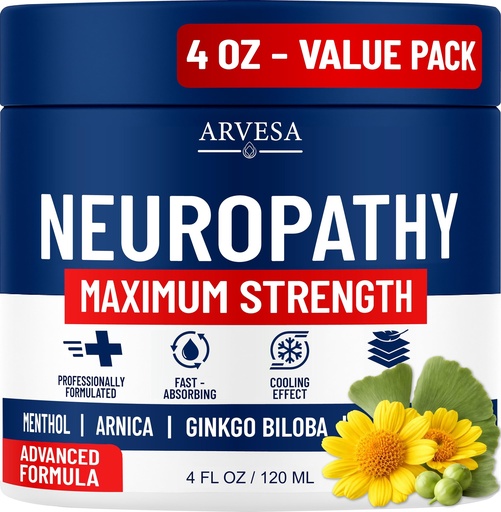 [BRSREHYYBAJQGYA7] Neuropathy Cream - Maximum Strength - Arnica, MSM, Hemp Seed Oil, Ginkgo Biloba, Capsaicin - Non-Greasy with Cooling Effect - Value Pack - Natural Ingredients - Formulated in USA