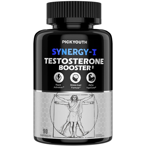 [BRSREBAPBUBAYHQU] Synergy-T Testosterone Booster Supplement for Men, Total Male Performance, Liposomal Absorption System, 100% Transparency with Ashwagandha, DIM, Turkesterone, Zinc & Tongkat Ali, 90 Count