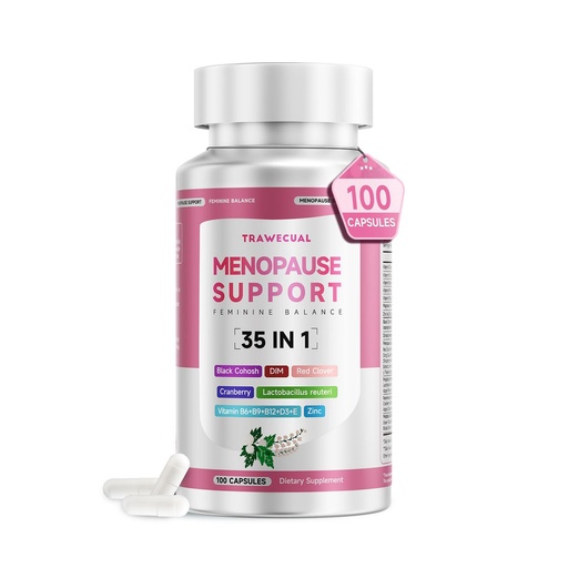 [BRSREHQ7AV7WA2DH] Menopause Supplements For Women, 400mg Black Cohosh & 200mg DIM for Hot Flashes, Night Sweats Relief & Hormone Balance, 35-in-1 with Probiotics, Ashwagandha & Red Clover, 100 Capsules/50-Day Supply