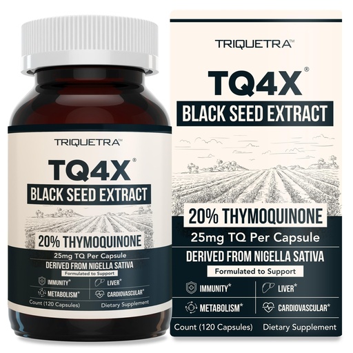 [BRSREZD2BEIRUDI2] 20% Thymoquinone Black Seed Oil Extract Capsules - TQ-Advanced 4X®: Potent Thymoquinone Concentration Available - 60:1 Concentrate from Nigella Sativa, Raw Form, Vegan, Glass Bottle (120 Capsules)