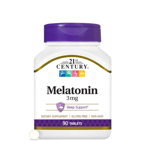 [BRSWIY37OUOGMADK] 21st Century Melatonin 3mg Gentle Strength Tablets, 90 Count, Sleep Aid for Adults, Promotes Relaxation & Restful Sleep, Non-Habit Forming, Gluten-Free, Non-GMO
