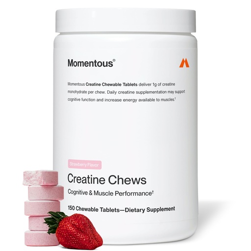 [BRSRGZL4OUHAOD3U] Momentous Creatine Chews - Creatine Monohydrate - Supports Strength, Lean Muscle, & Recovery for Men & Women - NSF Certified for Sport - 150 Chewable Tablets - Strawberry