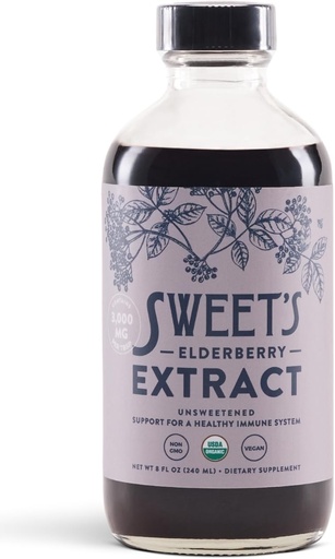 [BRSRAYYZORYRS233] Organic Elderberry Extract | Unsweetened Elderberry Immune Support | Vegan | Keto and Diabetic Friendly | 8 fl oz Bottle | Alcohol-Free | Certified USDA Organic