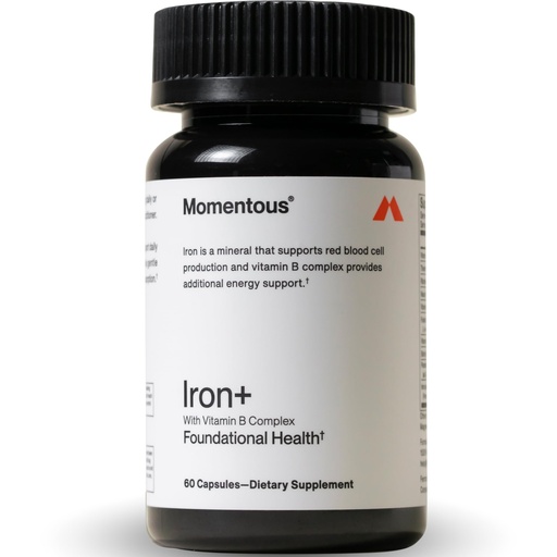 [BRSREFT5DICAI33O] Momentous Iron+ with Vitamin C & Vitamin B Complex - Ferrochel Iron Capsules for Foundational Health Support - NSF Certified for Sport - Gluten-Free - 60 Servings
