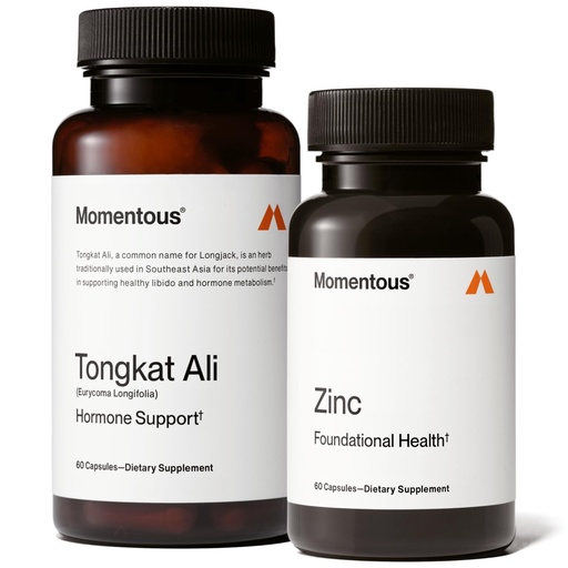 [BRSRACY6DMPW2YL4] Momentous Male Hormone Support Stack - Natural Wellness & Performance Supplement to Support Joint Health, Hormone Balance & Lean Muscle Mass (Tongkat Ali, 30 Servings - Zinc Picolinate, 60 Servings)