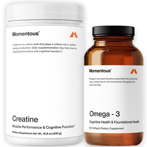 [BRSRACY6CEAW2H3B] Momentous Creatine Monohydrate Powder & Omega-3 Fish Oil 1,600 mg - Daily Omega-3 Supplement for EPA & DHA -Supports Strength, Lean Muscle, Recovery, & Joint Health - NSF Certified for Sport