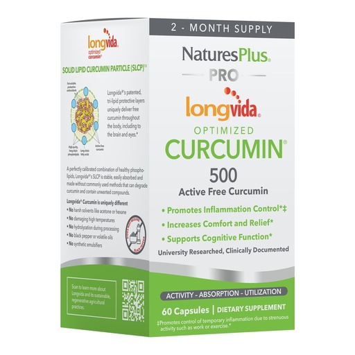 [BRSROZA7O54AKEYY] NaturesPlus PRO Longvida Curcumin 500 mg - 60 Capsules - Promotes Healthy Free Radical Protection - Non-GMO, Vegan & Gluten Free - 60 Servings