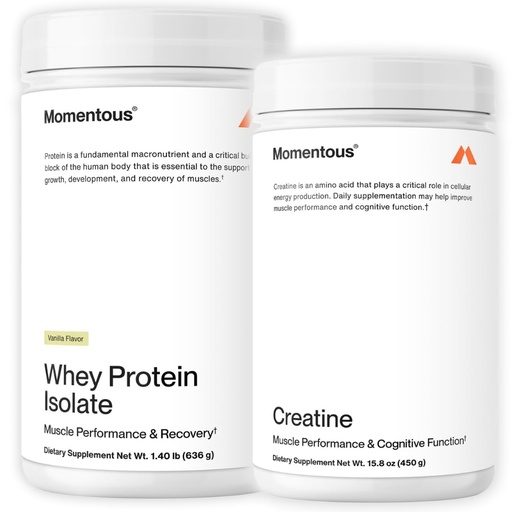 [BRSRACY6AQPRADLA] Momentous Creatine Monohydrate Powder & Essential Grass-Fed Whey Vanilla Protein Powder - Supports Strength, Lean Muscle, & Recovery - 20 g Isolate Protein - NSF Certified for Sport - Gluten-Free