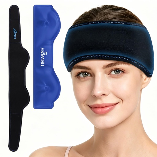 [BRSWGBAOOQJQECDZ] NEWGO Headache Ice Pack Head Wrap for Migraines, FSA Eligible, Cold Pack Head Ice Therapy Wrap for Headache Relief, Tension, Sinus Pain, Chemo, Head Injuries
