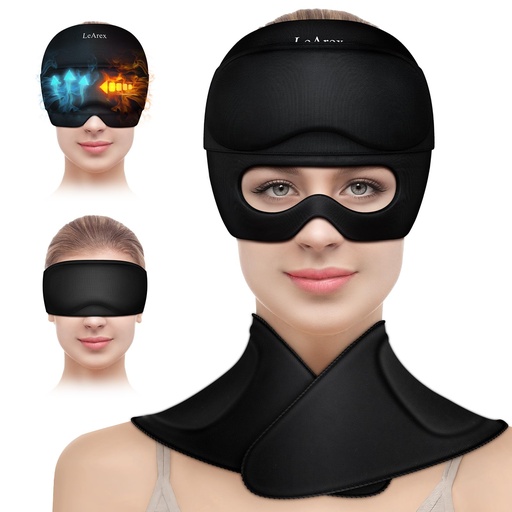[BRSRAAAQA54BYYLK] 3 in 1 Migraine Relief Cap Neck Ice Pack Wrap Gel and Ice Eye Masks, Detachable Ice Caps with Eyes Masks, Hot and Cold Therapy for Relief of Headaches, Stiff Neck and Eye Fatigue