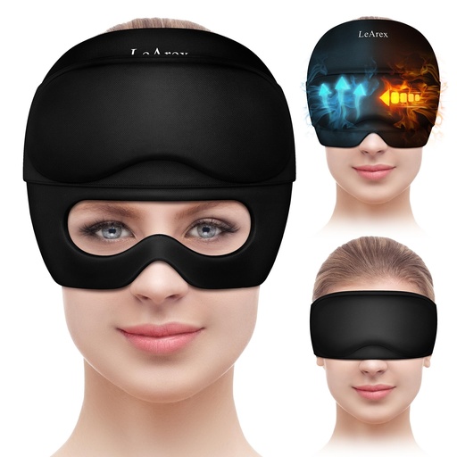[BRSROAD4CIFA4YL5] Migraine Relief Cap with Gel Eye Mask, Headache Relief Cap Ice Head Wrap Hot and Cold Therapy Hat, Gel Ice Cap for Headache Puffy Eyes Sinus and Tension Stress Relief (Black)