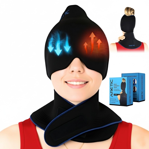 [BRSRMZI2BMNBUGT4] Bundle - Headache Relief Cap + Neck Ice Wrap | Cold Cap for Migraines | Migraine Cap Set – Best Gifts for People with Migraines | Flexible Ice Headache Cap for Cooling Migraine Pain & Sinus Relief