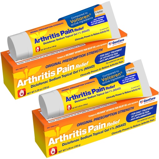 [BRSRAAIOBYMGAHLP] GenCare Diclofenac Gel 1% Arthritis Pain Relief, Extra Strength, 2x150g | Compares to Voltaren Gel; topical NSAID relieves arthritis pain in joints