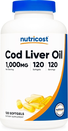 [BRSRMCD4OQPQMCDA] Nutricost Cod Liver Oil 1000mg, 120 Softgels - Non-GMO & Gluten Free