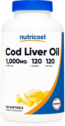 [BRSRMCD4OQPQMCDA] Nutricost Cod Liver Oil 1000mg, 120 Softgels - Non-GMO & Gluten Free